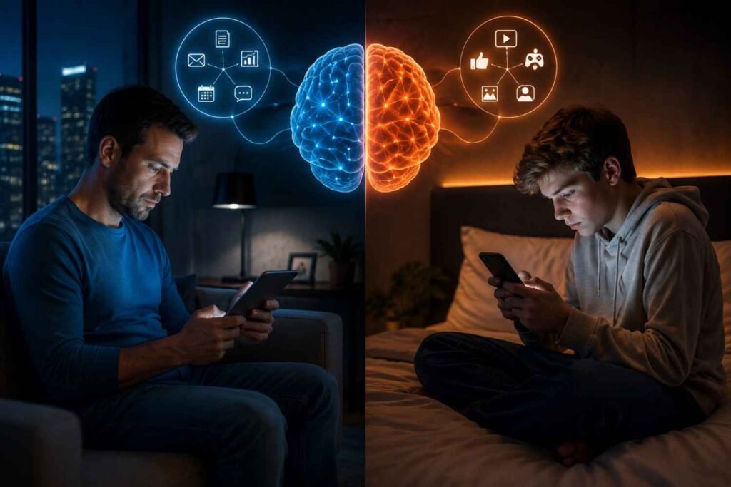 How Screen Time Affects the Brain in Adults and Teenagers Differently